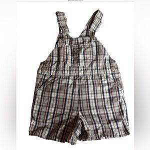 Vintage OshKosh B’Gosh plaid shortall overalls Size 4
